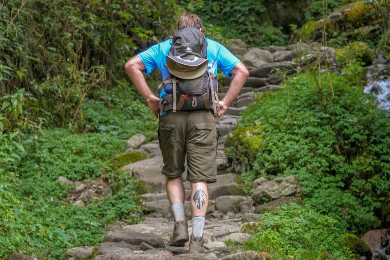 trekker from behind, private inca trek tour