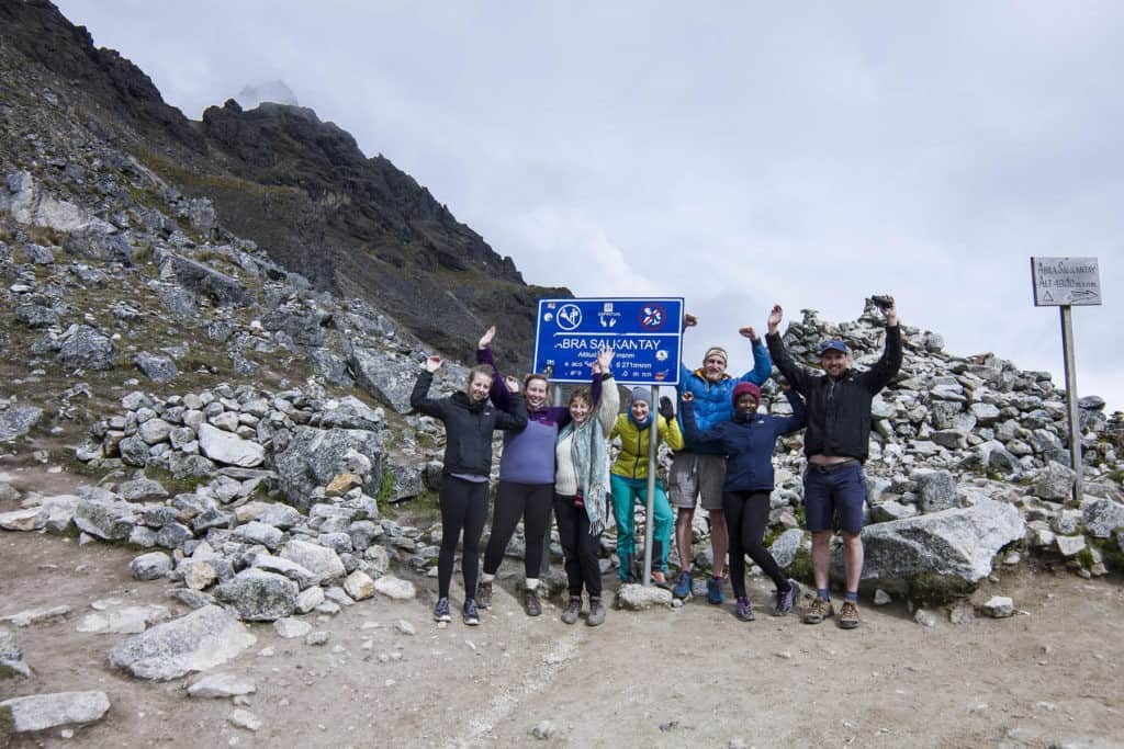 group hiking in peru
