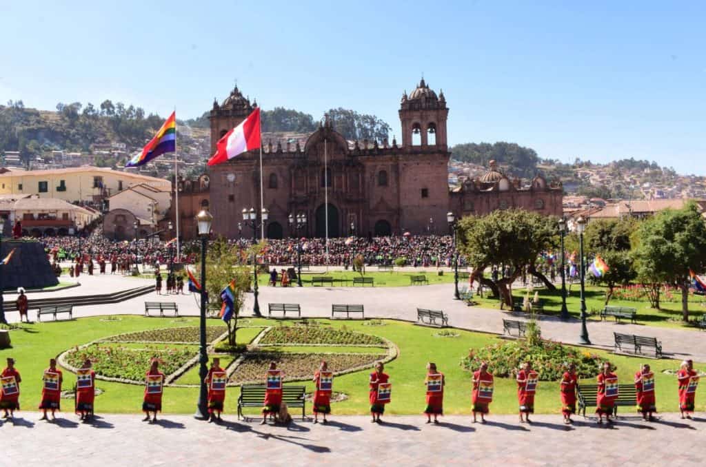 inti raymi performance at plaza de armas in cusco, peru