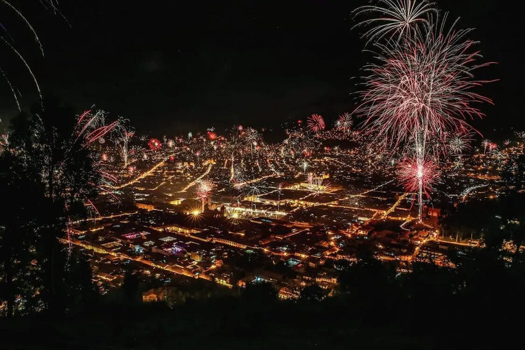 firework in cusco city, peru