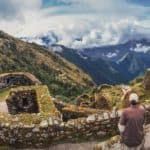 person enjoying views of inca site, private inca trail tour