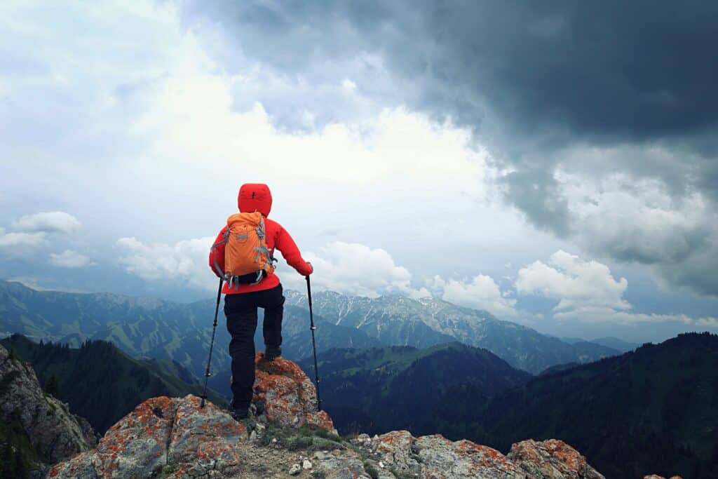 person wearing trekking gear 