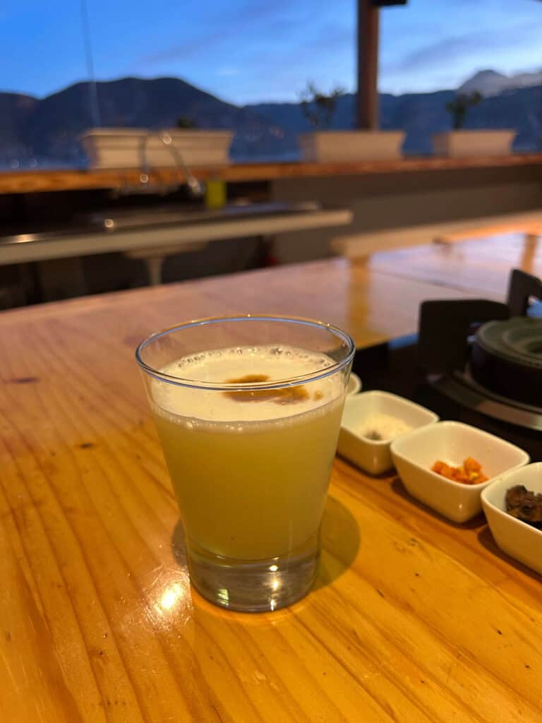 pisco at rooftop kitchen in peru cusco