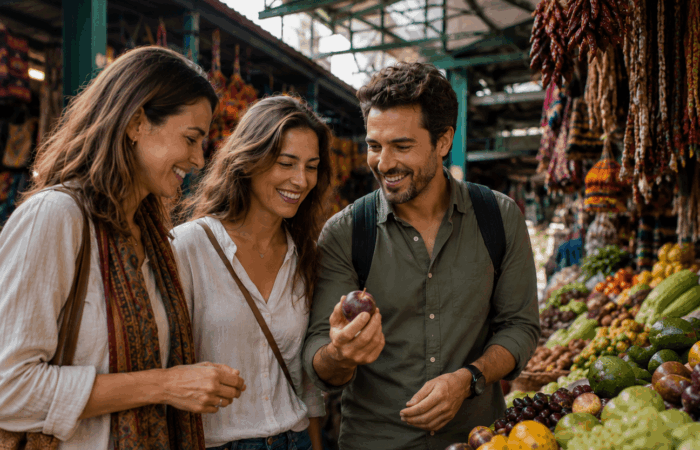 people at peruvian market