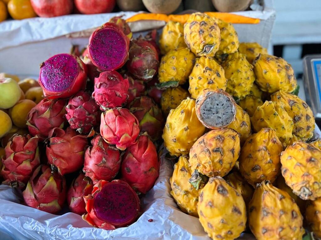 dragon fruits in pink and yellow